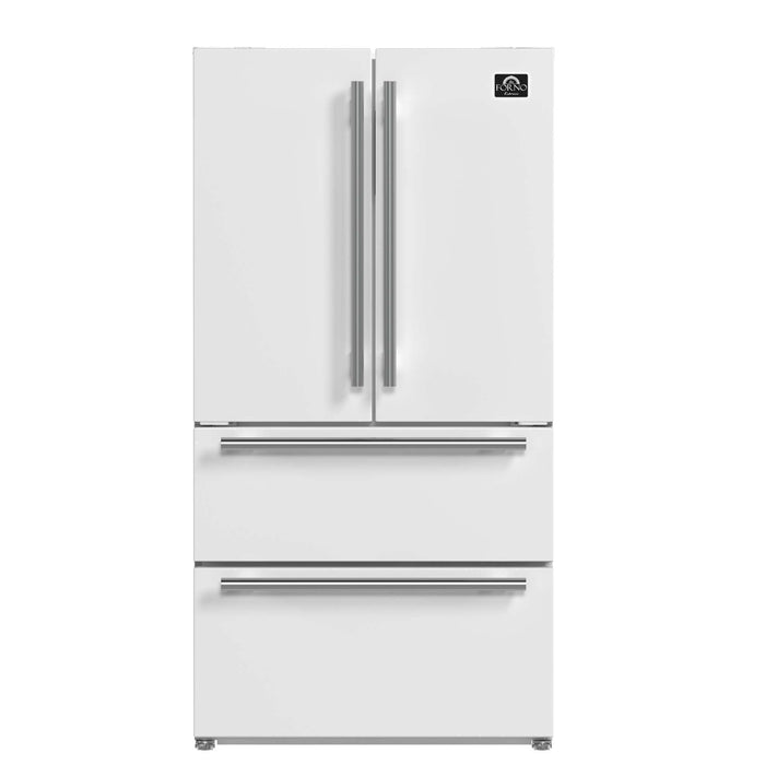 Forno Moena Espresso 36" French Door Refrigerator in White, 19.2 cu. ft with Color Options for Handles