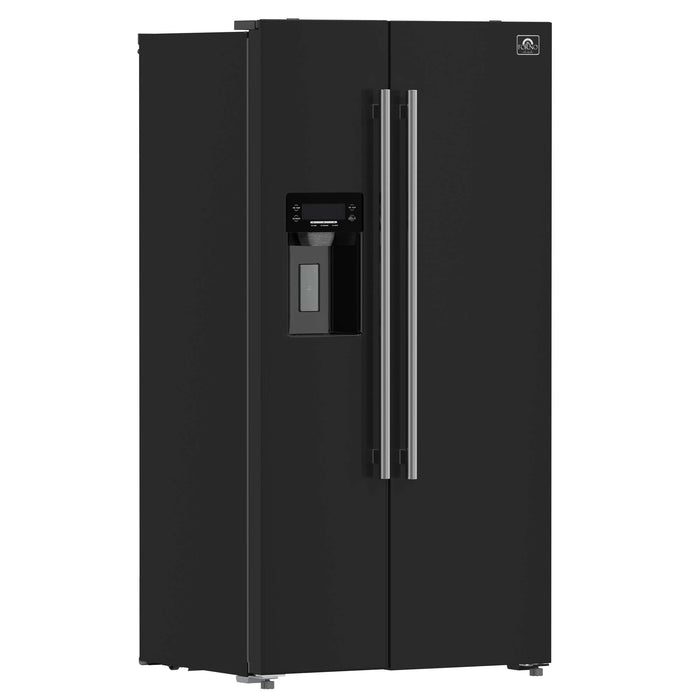 Forno Salerno Espresso 36" Side-by-Side Black Refrigerator 20 cu. ft