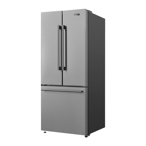 Galanz 453L Stainless Steel 3-Door French Door Bottom Mount Refrigerator with Built-in Ice Maker