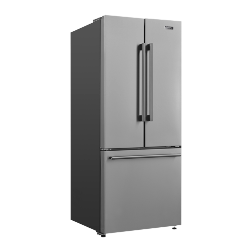 Galanz 453L Stainless Steel 3-Door French Door Bottom Mount Refrigerator with Built-in Ice Maker