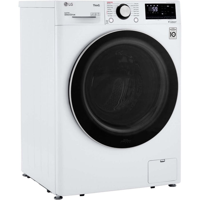 LG 24 in. 2.4-Cu. Ft. Compact Front Load Washer with Built-In Intelligence in White