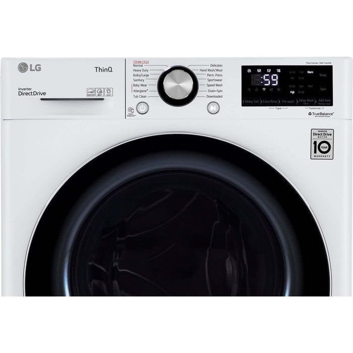 LG 24 in. 2.4-Cu. Ft. Compact Front Load Washer with Built-In Intelligence in White