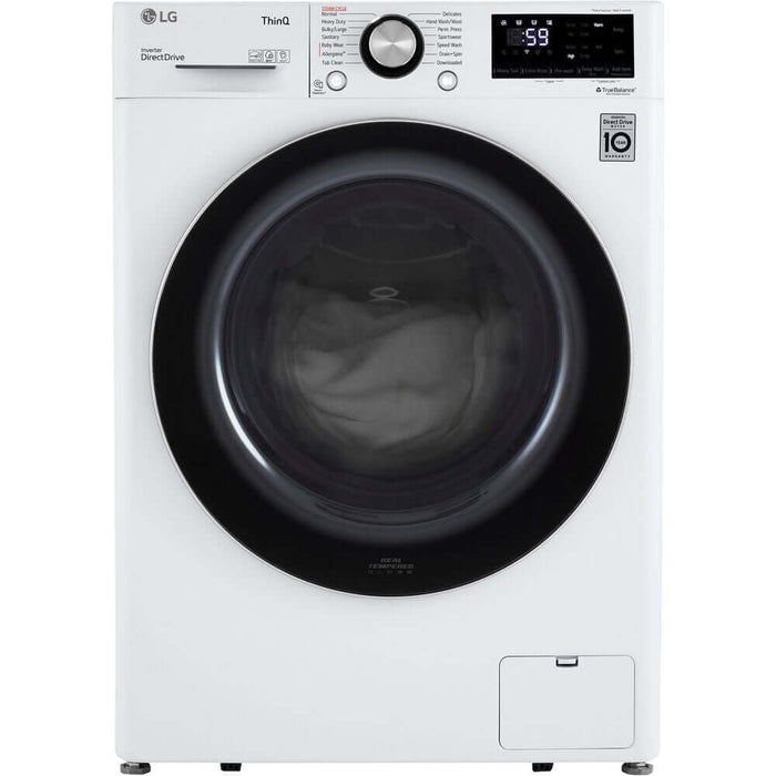 LG 24 in. 2.4-Cu. Ft. Compact Front Load Washer with Built-In Intelligence in White