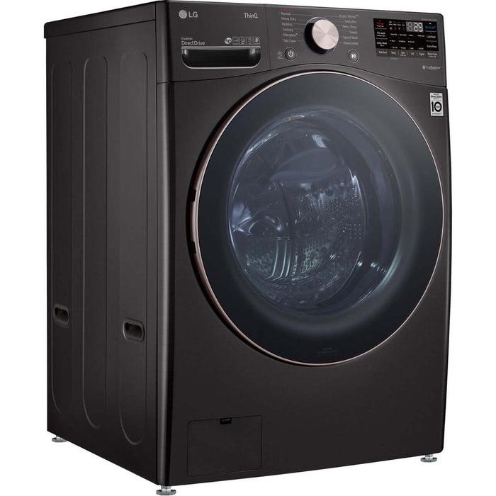 LG 27 In. 4.5-Cu. Ft. Front Load Washer with Steam Technology in Black Steel