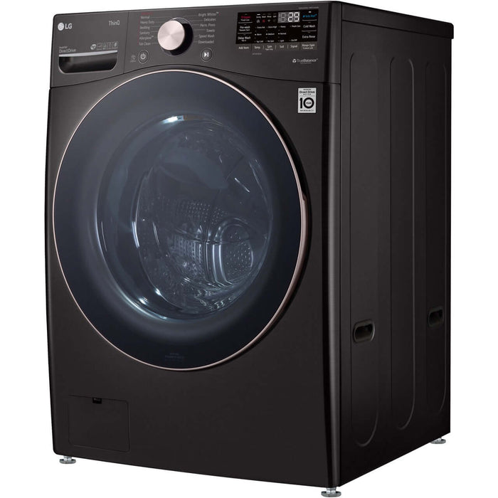 LG 27 In. 4.5-Cu. Ft. Front Load Washer with Steam Technology in Black Steel