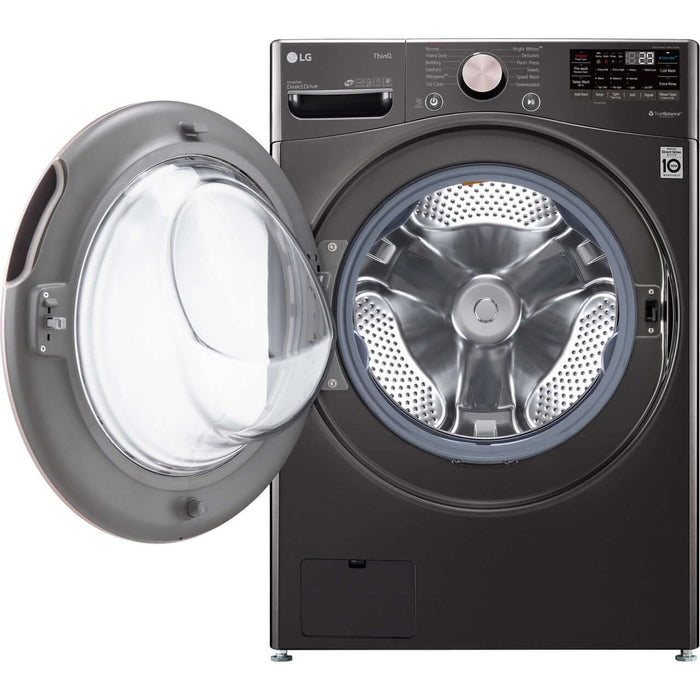 LG 27 In. 4.5-Cu. Ft. Front Load Washer with Steam Technology in Black Steel