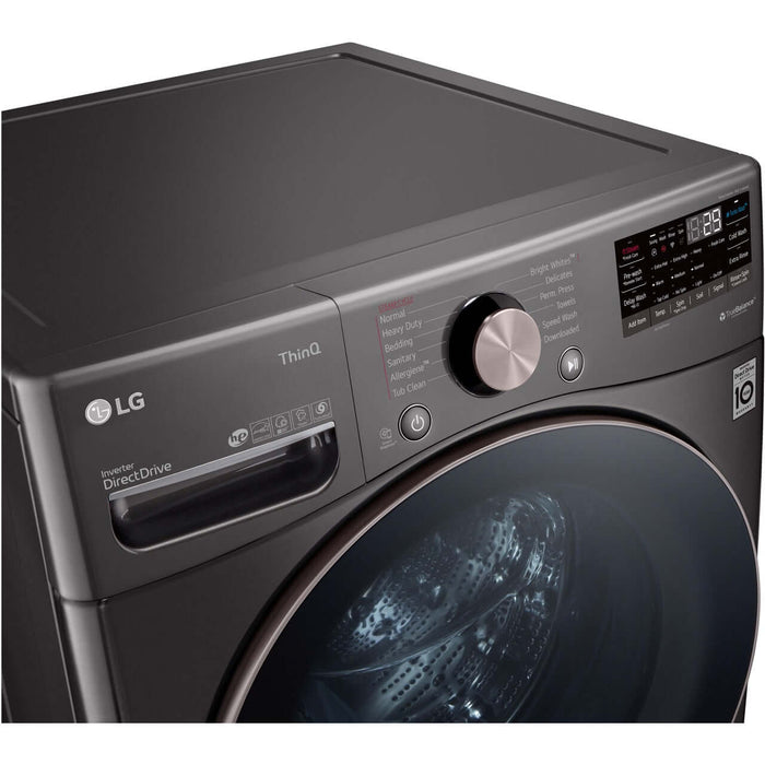 LG 27 In. 4.5-Cu. Ft. Front Load Washer with Steam Technology in Black Steel