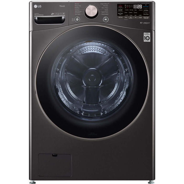 LG 27 In. 4.5-Cu. Ft. Front Load Washer with Steam Technology in Black Steel