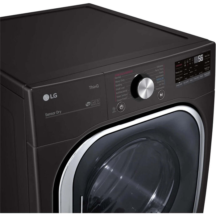 LG 27 In. 7.4-Cu. Ft. Electric Dryer with TurboSteam and Built-In Intelligence in Black Steel