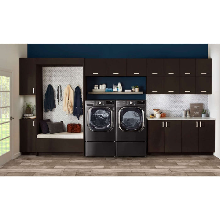 LG 27 In. 7.4-Cu. Ft. Electric Dryer with TurboSteam and Built-In Intelligence in Black Steel