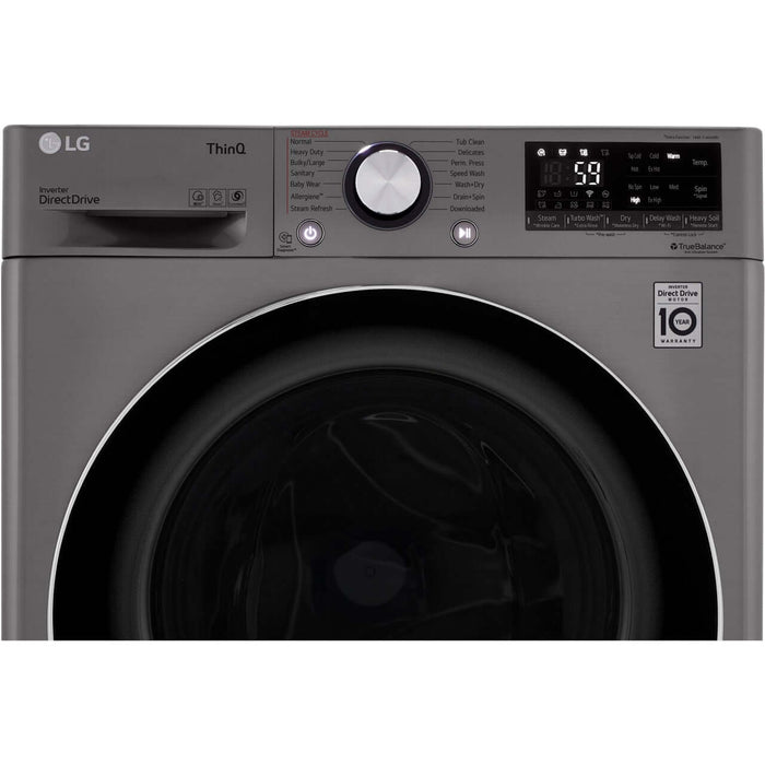 LG 2.4-Cu. Ft. Smart Wi-Fi-Enabled Compact Front-Load All-In-One Washer/Dryer Combo with Built-In Intelligence in Graphite Steel