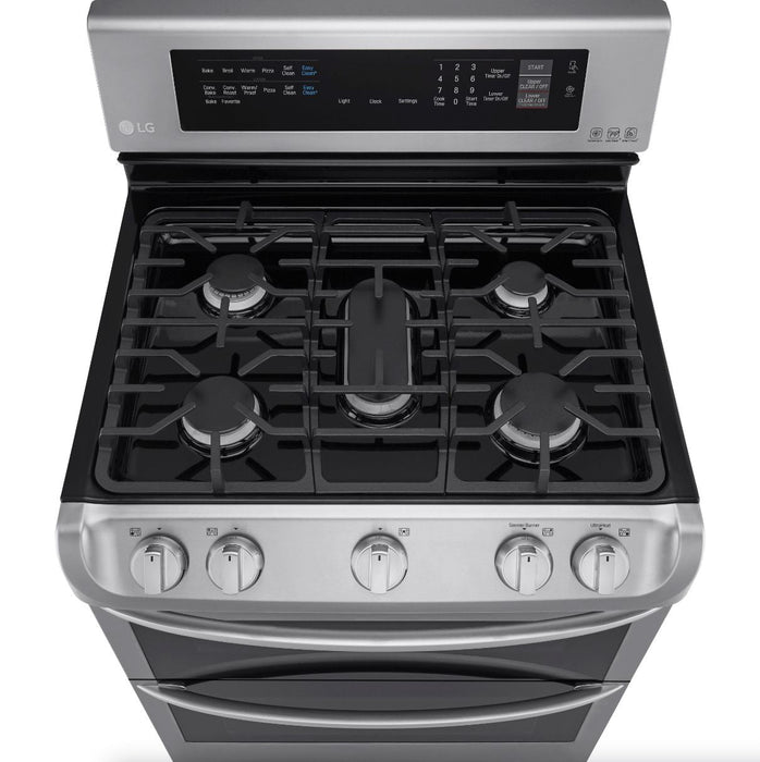 LG 30 in. Freestanding Gas Range with Double Oven in Stainless Steel 6.9 Cu.Ft.