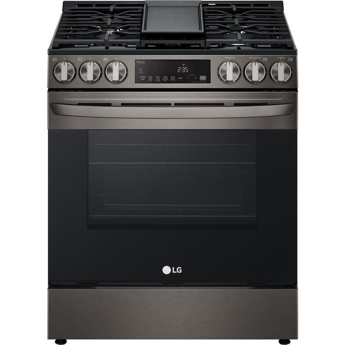 LG 30 in. 5.8-Cu Ft. Smart Wi-Fi Enabled Fan Convection Gas Slide-in Range with Air Fry and EasyClean in Black Stainless Steel