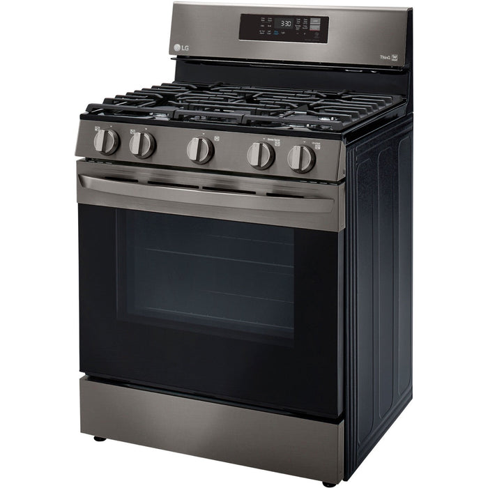 LG 30 in. 5.8-Cu. Ft. Gas Convection Smart Range with AirFry, Black Stainless Steel