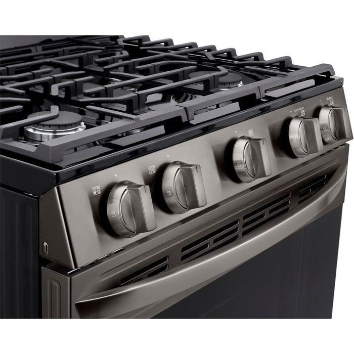 LG 30 in. 5.8-Cu. Ft. Gas Convection Smart Range with AirFry, Black Stainless Steel