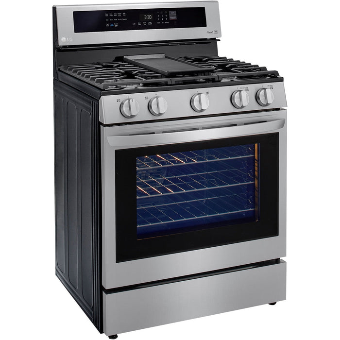 LG 30 in. 5.8-Cu. Ft. Gas Convection Smart Range with AirFry and InstaView, Stainless Steel