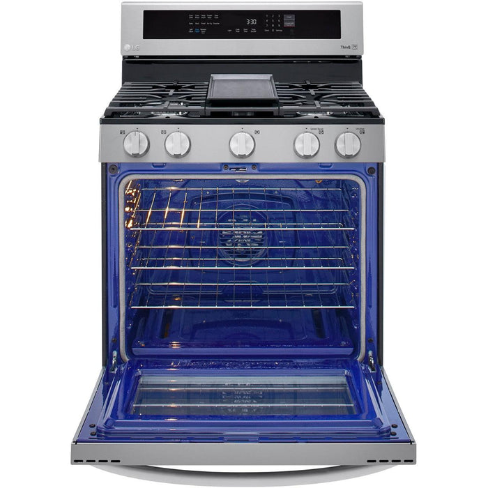 LG 30 in. 5.8-Cu. Ft. Gas Convection Smart Range with AirFry and InstaView, Stainless Steel