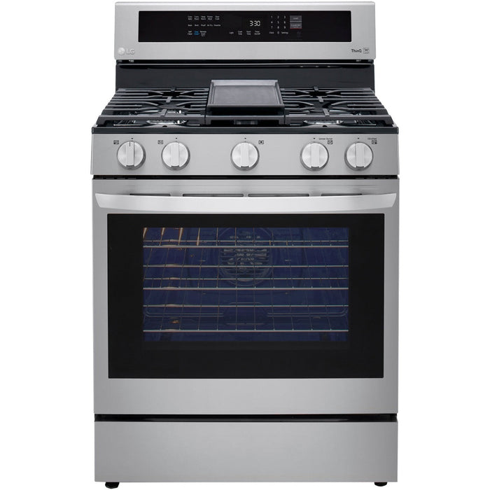 LG 30 in. 5.8-Cu. Ft. Gas Convection Smart Range with AirFry and InstaView, Stainless Steel