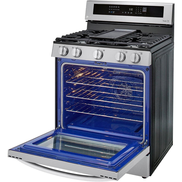 LG 30 in. 5.8-Cu. Ft. Gas Convection Smart Range with AirFry and InstaView, Stainless Steel