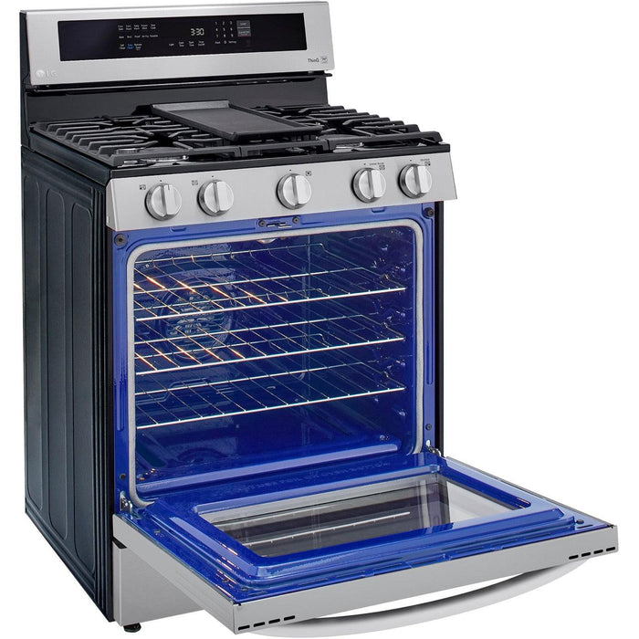 LG 30 in. 5.8-Cu. Ft. Gas Convection Smart Range with AirFry and InstaView, Stainless Steel