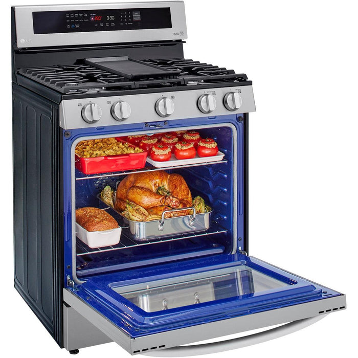 LG 30 in. 5.8-Cu. Ft. Gas Convection Smart Range with AirFry and InstaView, Stainless Steel