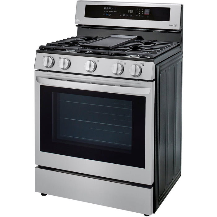 LG 30 in. 5.8-Cu. Ft. Gas Convection Smart Range with AirFry and InstaView, Stainless Steel