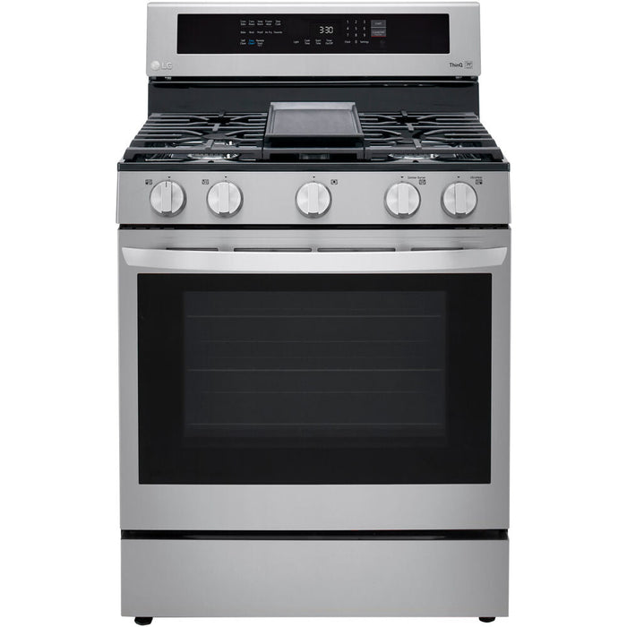 LG 30 in. 5.8-Cu. Ft. Gas Convection Smart Range with AirFry and InstaView, Stainless Steel