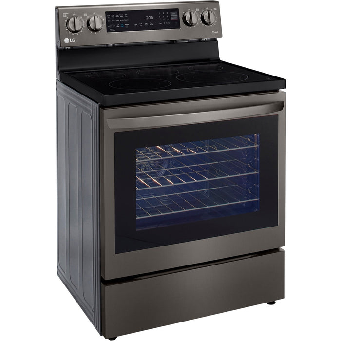 LG 30 in. 6.3-Cu. Ft. Electric Smart Range with InstaView and AirFry, Black Stainless Steel