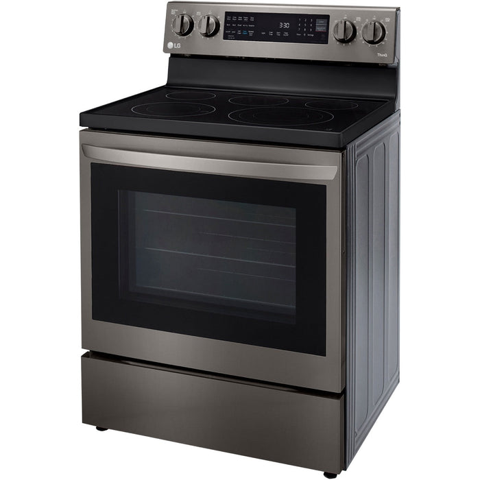 LG 30 in. 6.3-Cu. Ft. Electric Smart Range with InstaView and AirFry, Black Stainless Steel