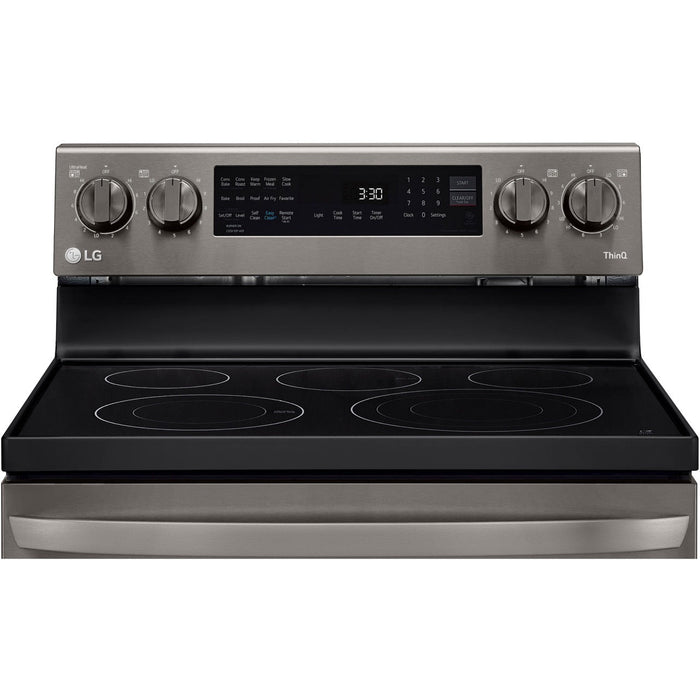 LG 30 in. 6.3-Cu. Ft. Electric Smart Range with InstaView and AirFry, Black Stainless Steel