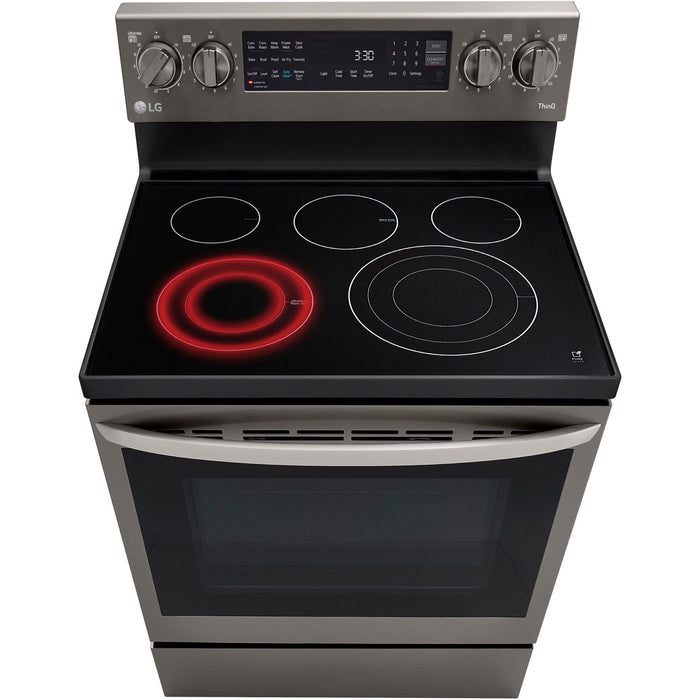 LG 30 in. 6.3-Cu. Ft. Electric Smart Range with InstaView and AirFry, Black Stainless Steel