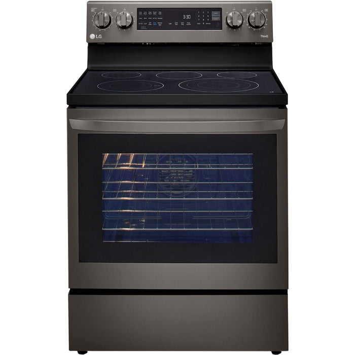 LG 30 in. 6.3-Cu. Ft. Electric Smart Range with InstaView and AirFry, Black Stainless Steel