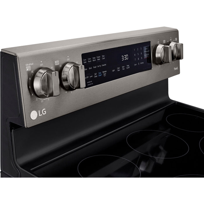 LG 30 in. 6.3-Cu. Ft. Electric Smart Range with InstaView and AirFry, Black Stainless Steel