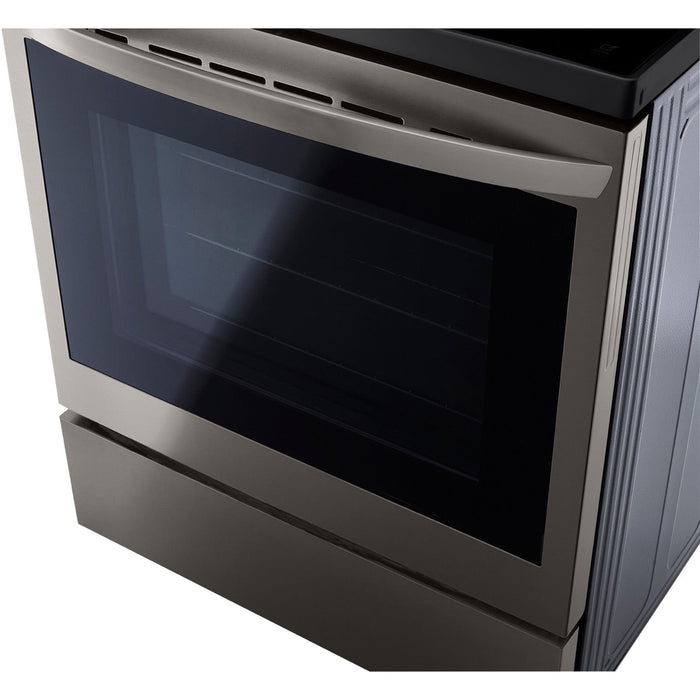 LG 30 in. 6.3-Cu. Ft. Electric Smart Range with InstaView and AirFry, Black Stainless Steel