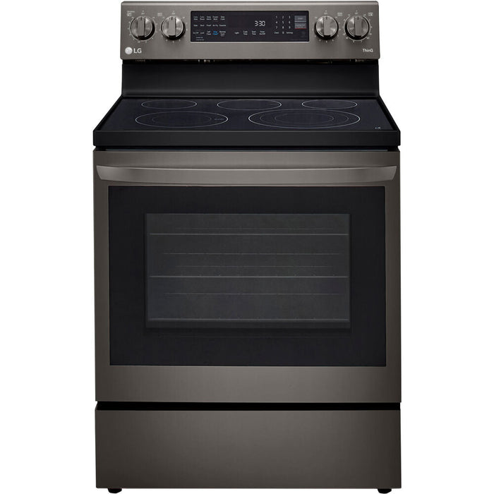 LG 30 in. 6.3-Cu. Ft. Electric Smart Range with InstaView and AirFry, Black Stainless Steel