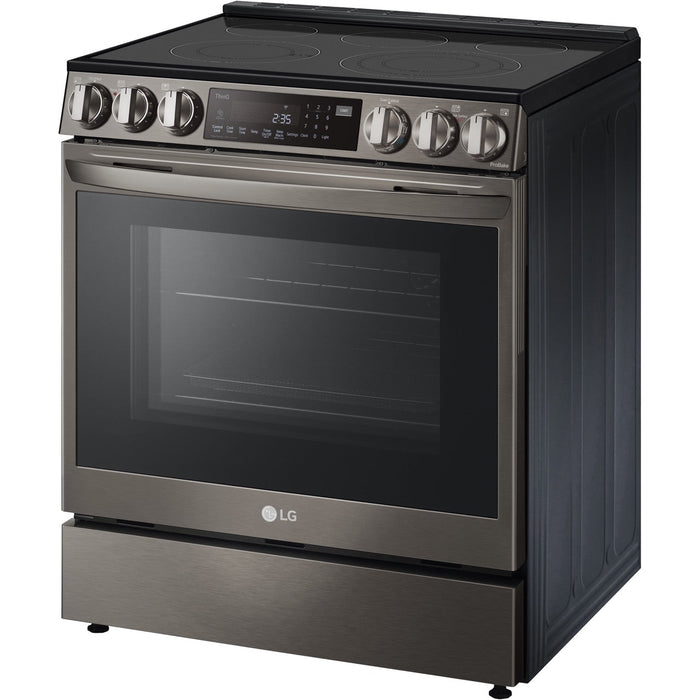 LG 30 in. 6.3-Cu. Ft. Smart Wi-Fi Enabled ProBake Convection InstaView Electric Slide-in Range with Air Fry, Black Stainless Steel