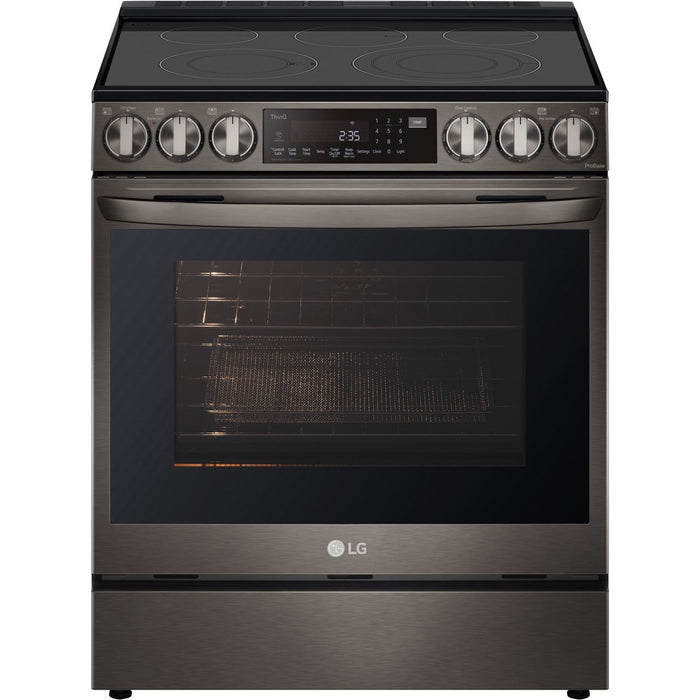 LG 30 in. 6.3-Cu. Ft. Smart Wi-Fi Enabled ProBake Convection InstaView Electric Slide-in Range with Air Fry, Black Stainless Steel