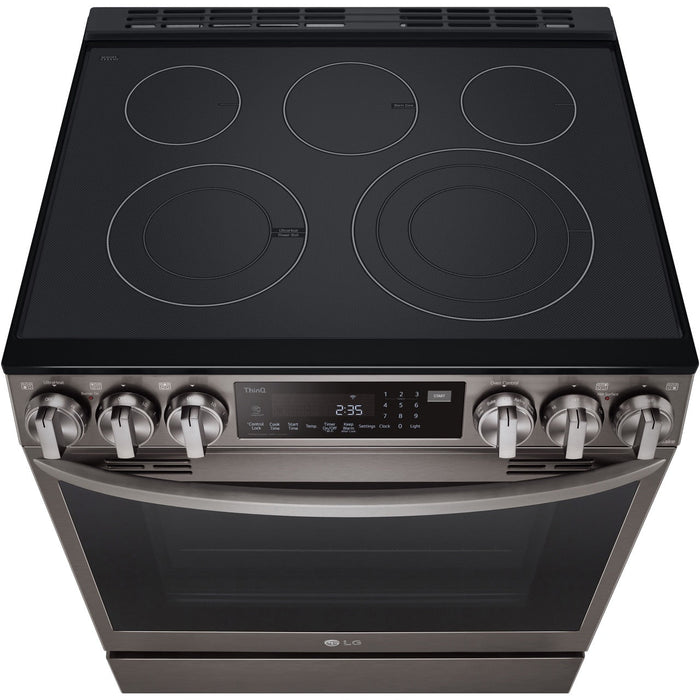 LG 30 in. 6.3-Cu. Ft. Smart Wi-Fi Enabled ProBake Convection InstaView Electric Slide-in Range with Air Fry, Black Stainless Steel