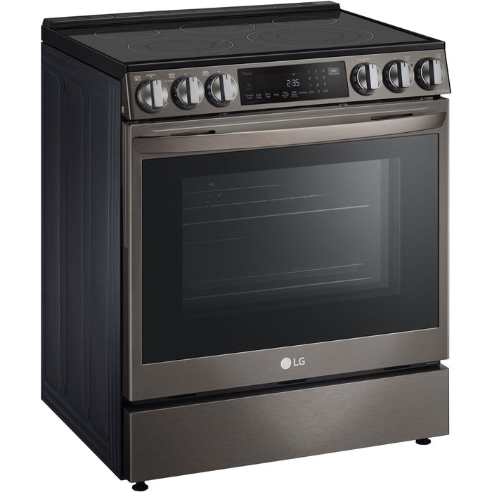 LG 30 in. 6.3-Cu. Ft. Smart Wi-Fi Enabled ProBake Convection InstaView Electric Slide-in Range with Air Fry, Black Stainless Steel