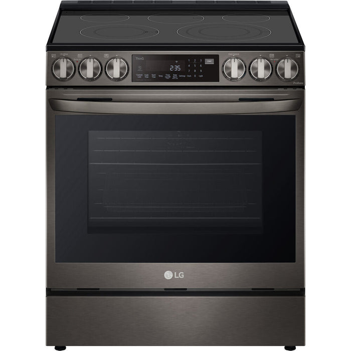 LG 30 in. 6.3-Cu. Ft. Smart Wi-Fi Enabled ProBake Convection InstaView Electric Slide-in Range with Air Fry, Black Stainless Steel