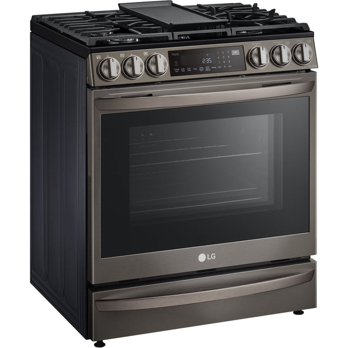 LG 30 in. 6.3-Cu. Ft. Smart Wi-Fi Enabled ProBake Convection InstaView Gas Slide-in Range with Air Fry, Black Stainless Steel