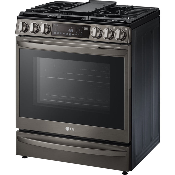 LG 30 in. 6.3-Cu. Ft. Smart Wi-Fi Enabled ProBake Convection InstaView Gas Slide-in Range with Air Fry, Black Stainless Steel