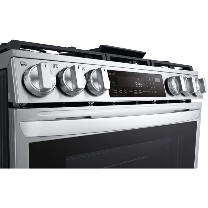 LG 30 in. 6.3-Cu. Ft. Smart Wi-Fi Enabled ProBake Convection InstaView Gas Slide-in Range with Air Fry, Stainless Steel