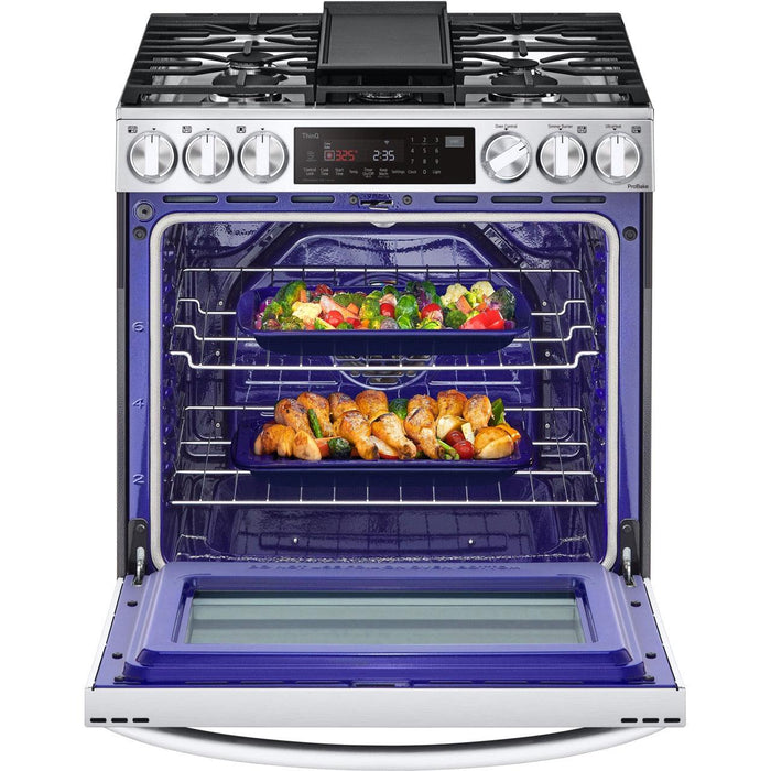 LG 30 in. 6.3-Cu. Ft. Smart Wi-Fi Enabled ProBake Convection InstaView Gas Slide-in Range with Air Fry, Stainless Steel