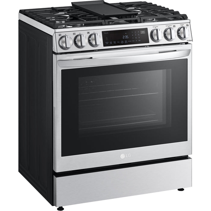 LG 30 in. 6.3-Cu. Ft. Smart Wi-Fi Enabled ProBake Convection InstaView Gas Slide-in Range with Air Fry, Stainless Steel