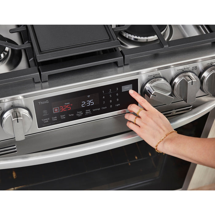 LG 30 in. 6.3-Cu. Ft. Smart Wi-Fi Enabled ProBake Convection InstaView Gas Slide-in Range with Air Fry, Stainless Steel