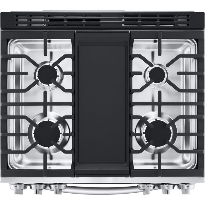 LG 30 in. 6.3-Cu. Ft. Smart Wi-Fi Enabled ProBake Convection InstaView Gas Slide-in Range with Air Fry, Stainless Steel