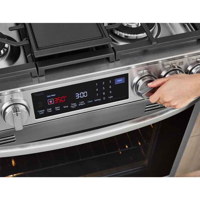 LG 30 in. 6.3-Cu. Ft. Smart Wi-Fi Enabled ProBake Convection InstaView Gas Slide-in Range with Air Fry, Stainless Steel