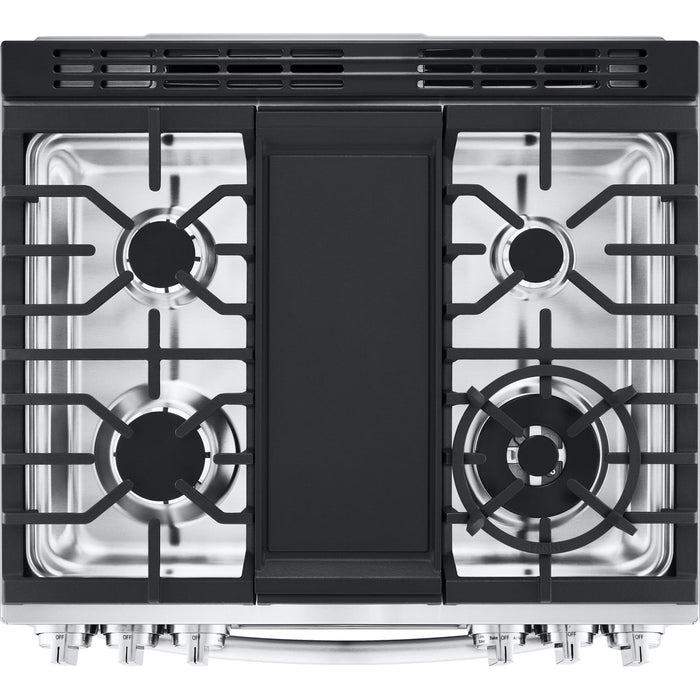 LG 30 in. 6.3-Cu. Ft. Smart Wi-Fi Enabled ProBake Convection InstaView Gas Slide-in Range with Air Fry, Stainless Steel