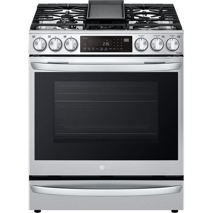 LG 30 in. 6.3-Cu. Ft. Smart Wi-Fi Enabled ProBake Convection InstaView Gas Slide-in Range with Air Fry, Stainless Steel